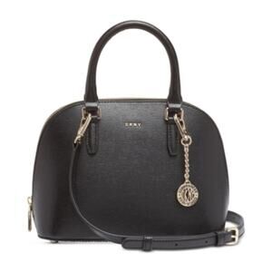 DKNY Bryant Dome Faux Leather Satch Black, Gold Tone